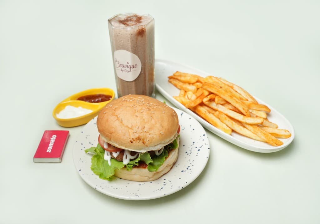 Cheese Burger, Peri Peri Fries & Cold Coffee